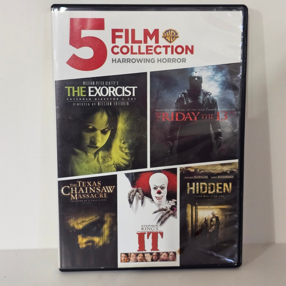 5 Film Collection Harrowing Horror DVD The Exorcist IT Friday the 13th Hidden